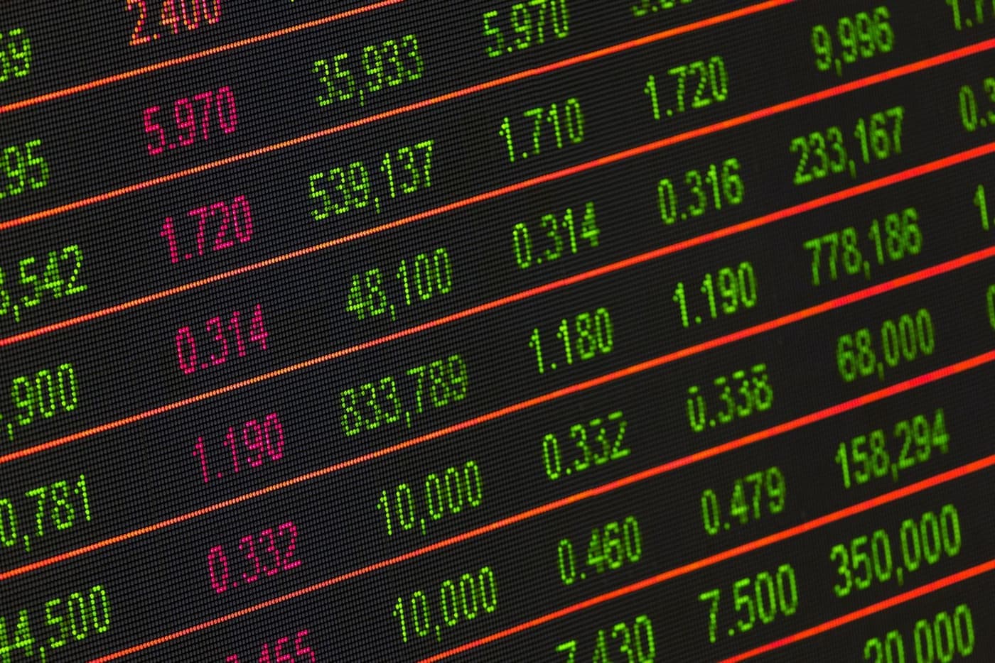 A market display board reduced to abstract figures and colour.