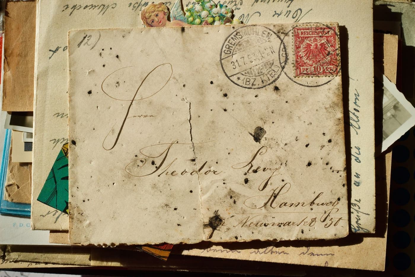 An old letter with a faded postmark and handwritten address.