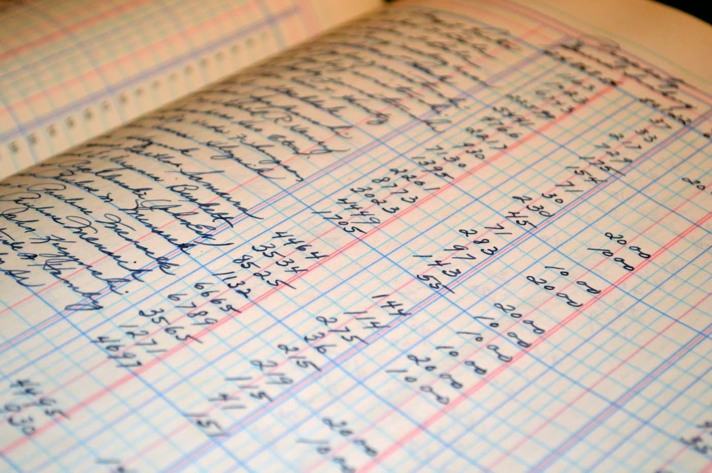 A handwritten ledger page recording entries in ink.